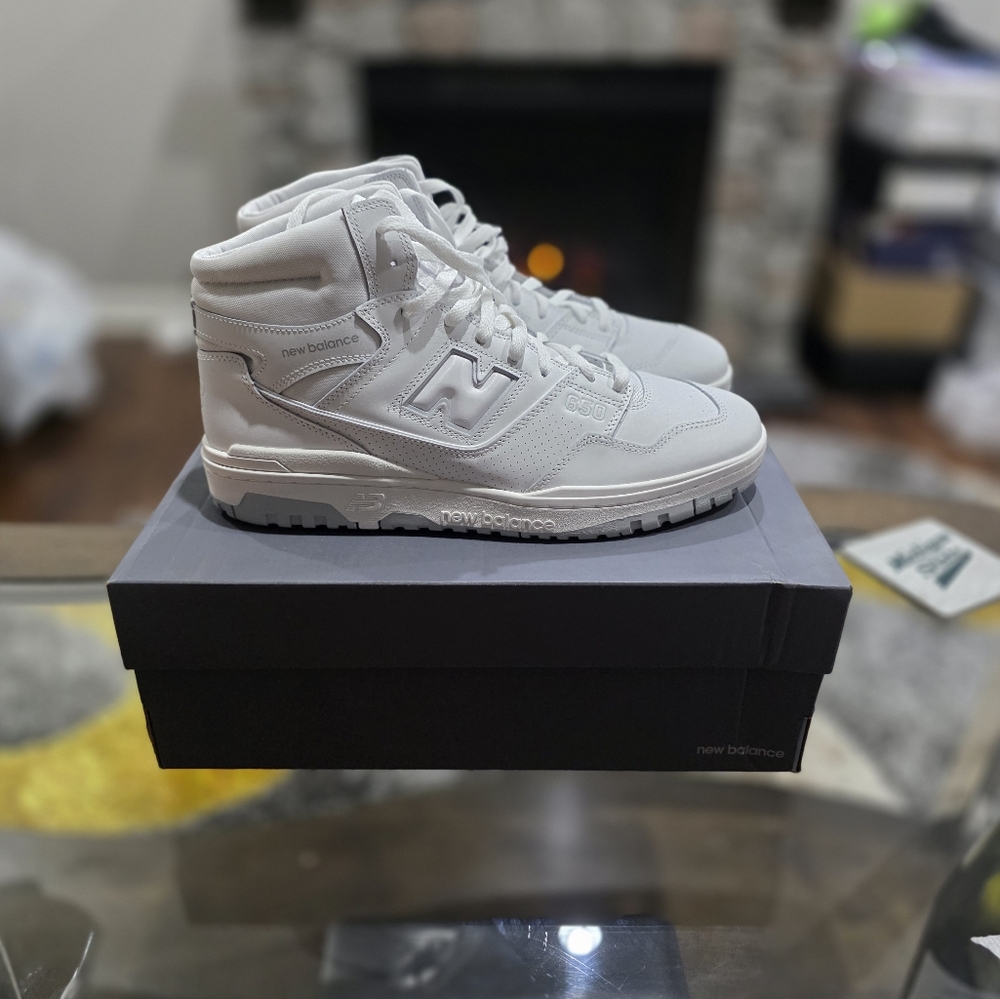 New Balance 650R Triple White High-Top Sneakers NWT